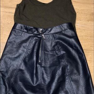 dark blue leather skirt